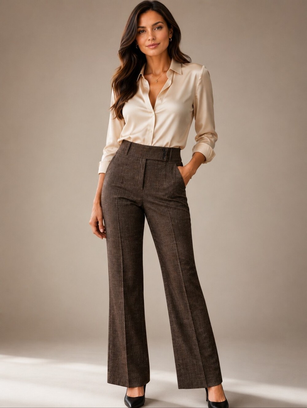 le château Women's Dark Brown Straight-Leg Dress Trousers NWOT